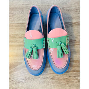 Jeffrey Campbell Womens Size 8 Lenna Tassel Loafers in Periwinkle Patent Preppy